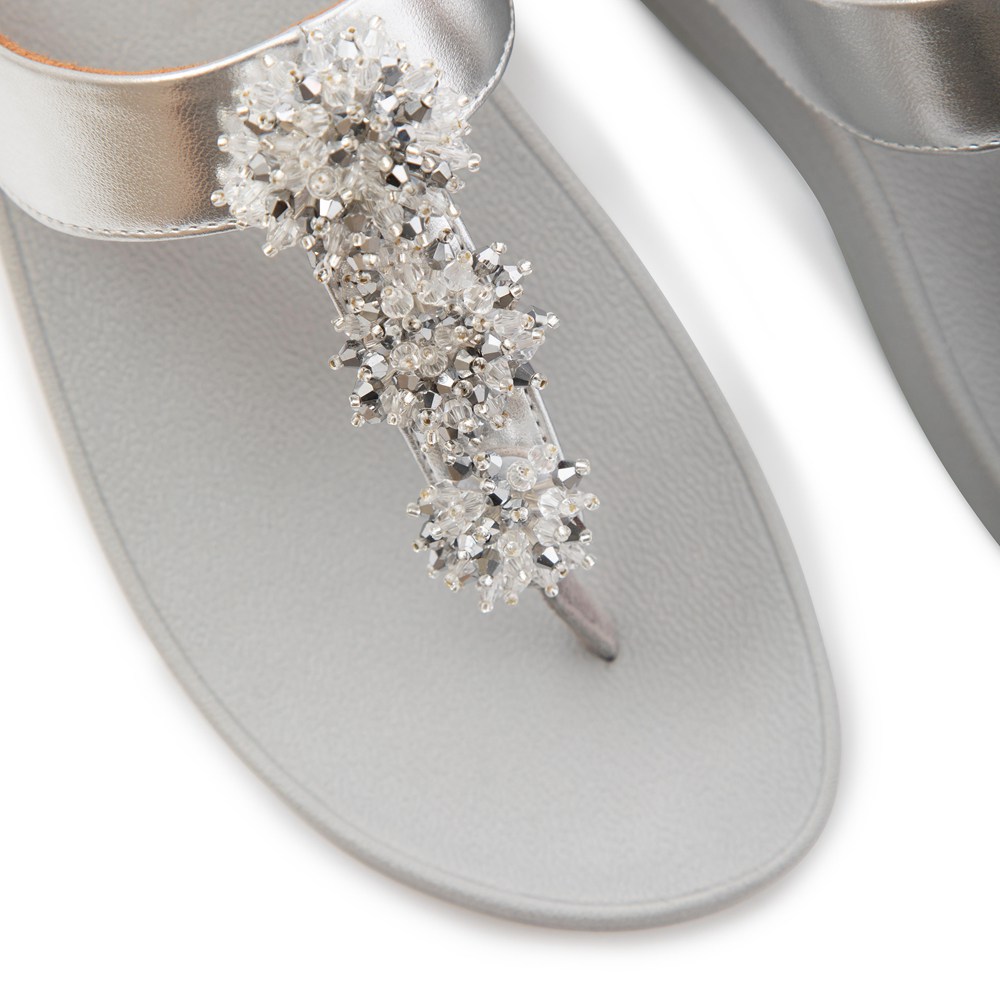 Fitflop Womens Sandals - Fino Toe-post - Silver - 638-HFRJUY